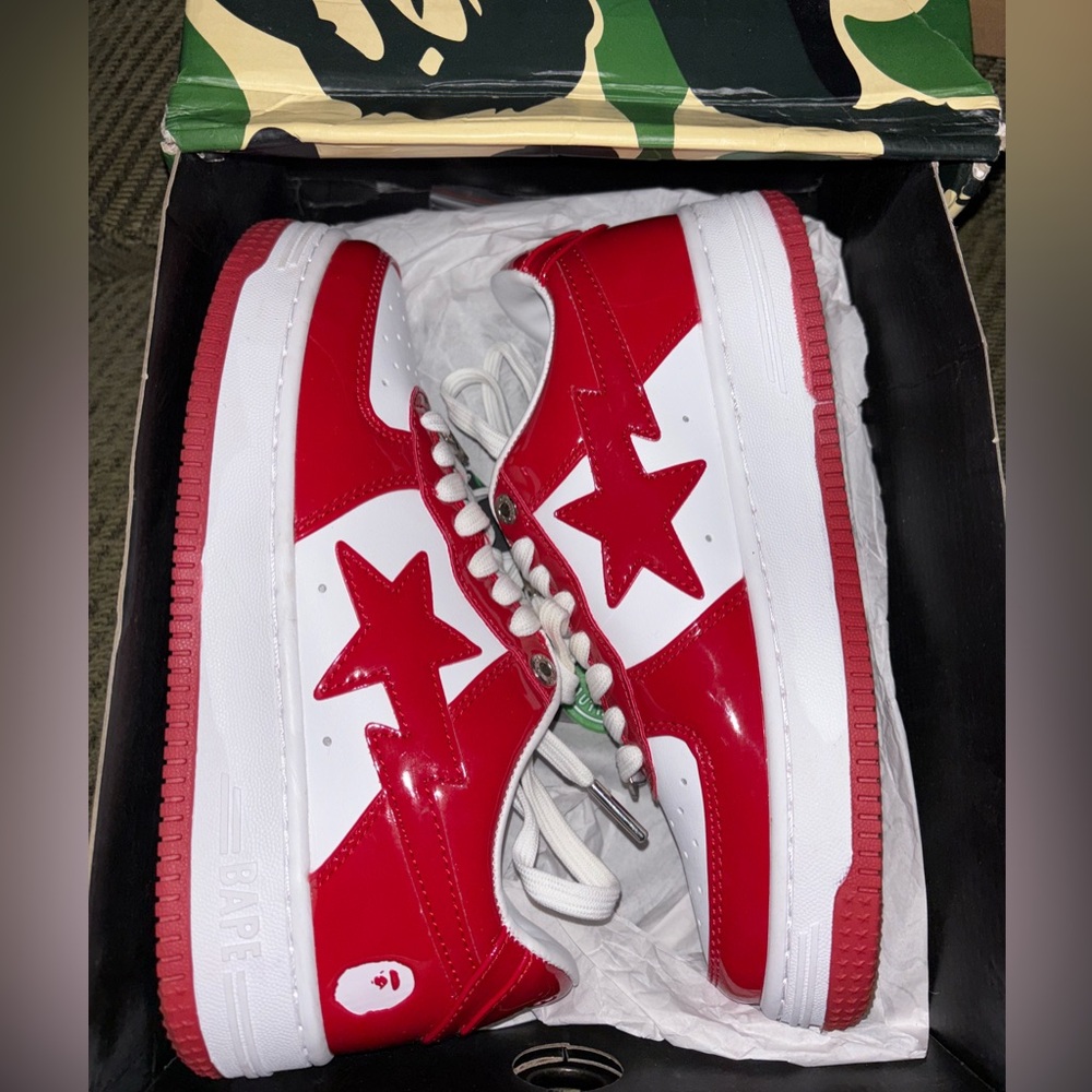 BAPESTA  Red and White Sneakers